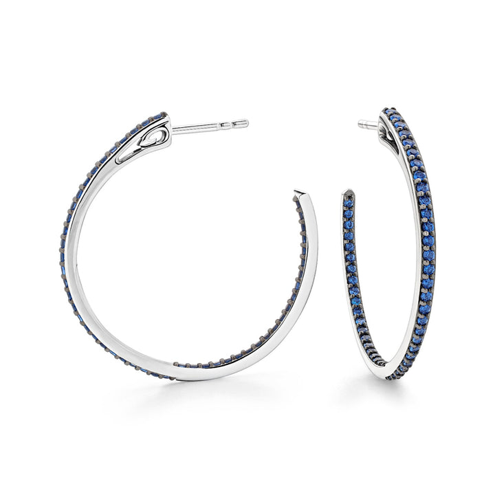 silver blue pave medium hoop