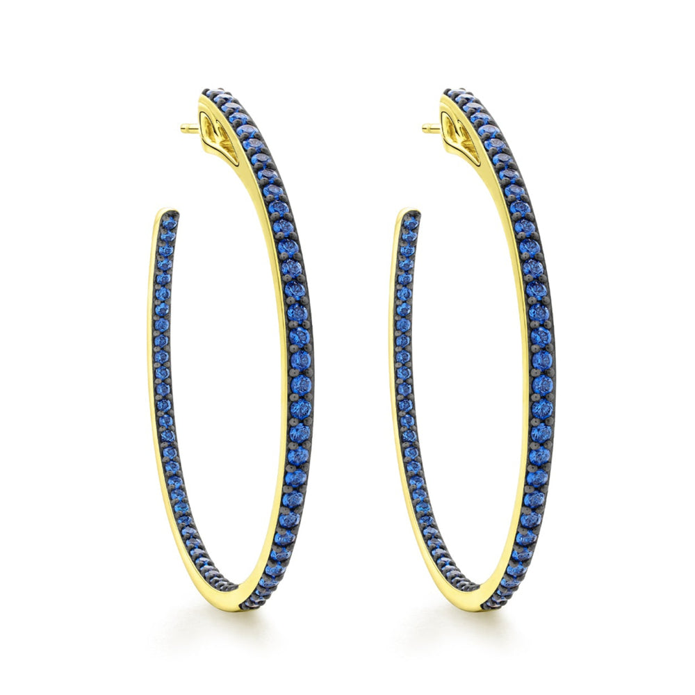 gold vermeil blue pave hoop