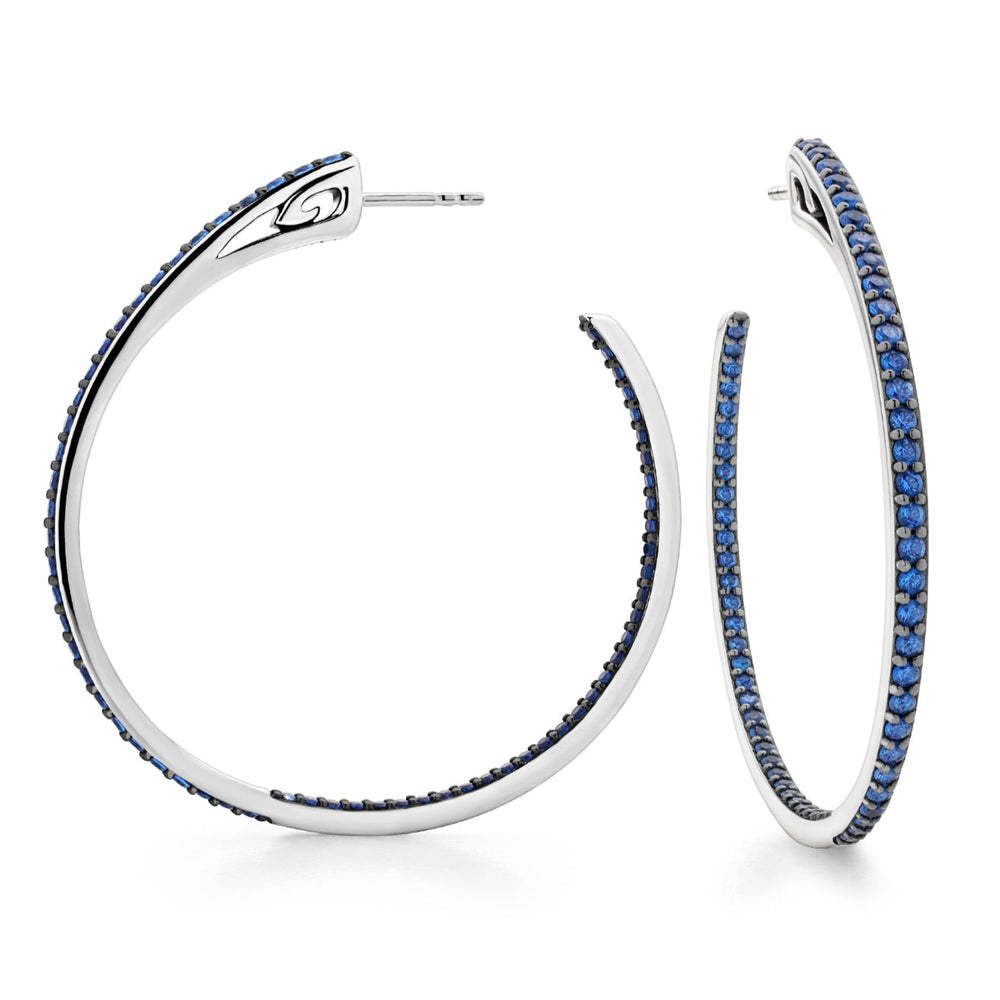 silver blue pave large hoop
