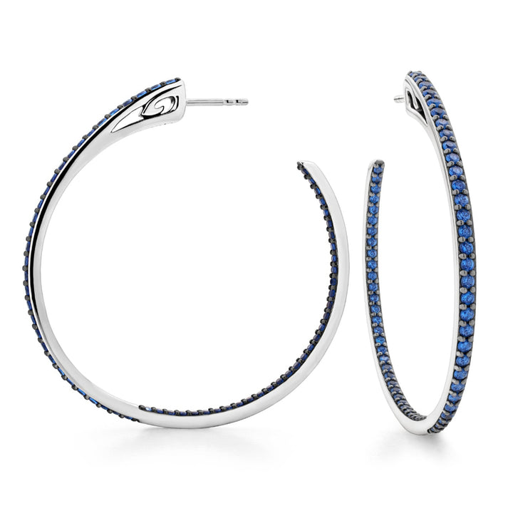 silver blue pave large hoop