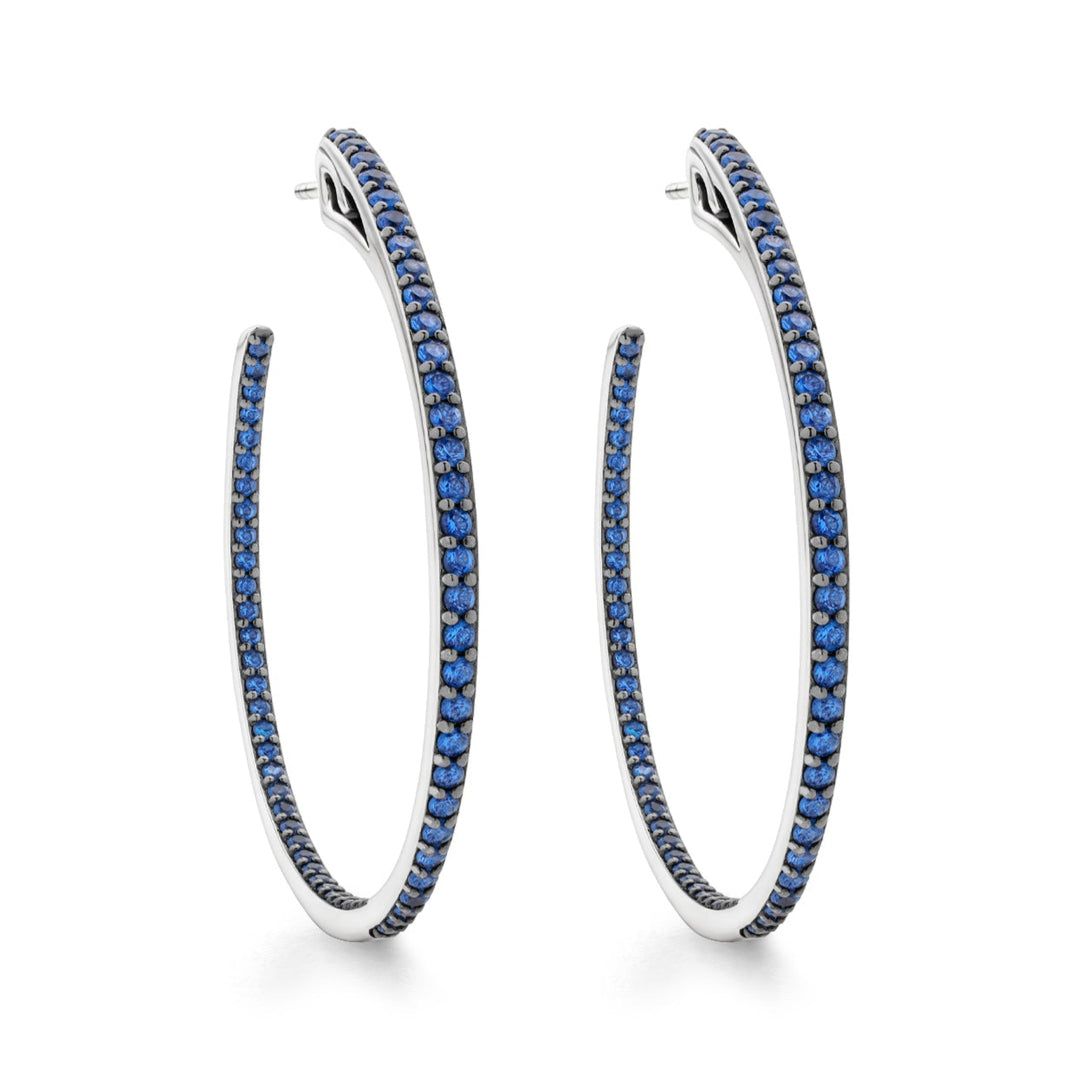 sterling silver blue pave large hoop earring