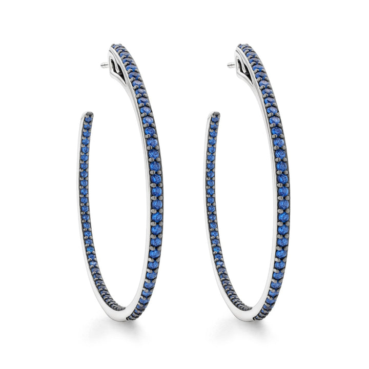 sterling silver blue pave large hoop earring