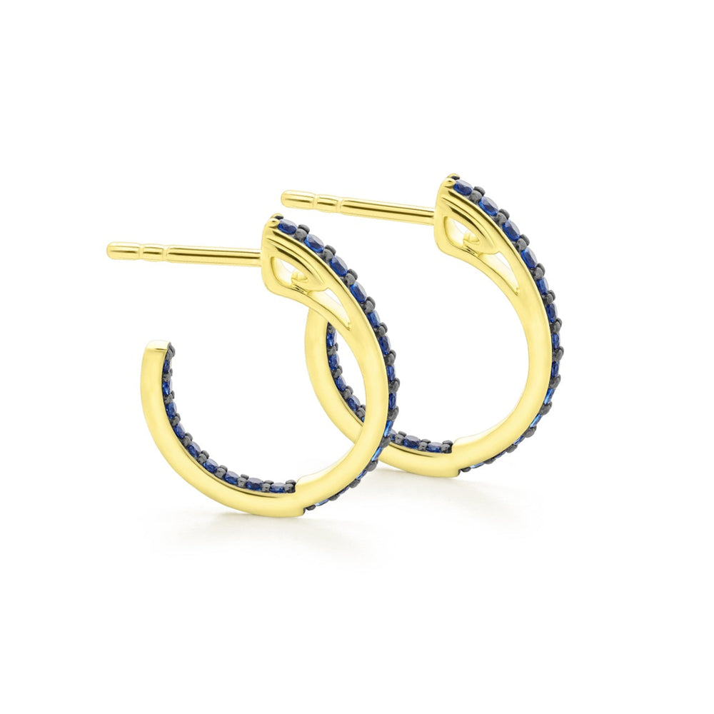 gold blue pave small hoop
