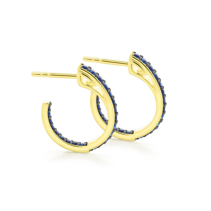 gold blue pave small hoop