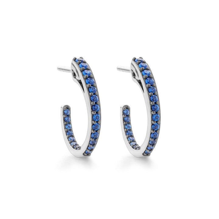 sterling silver blue pave hoop earring