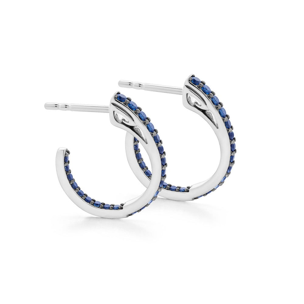 silver blue pave small hoop