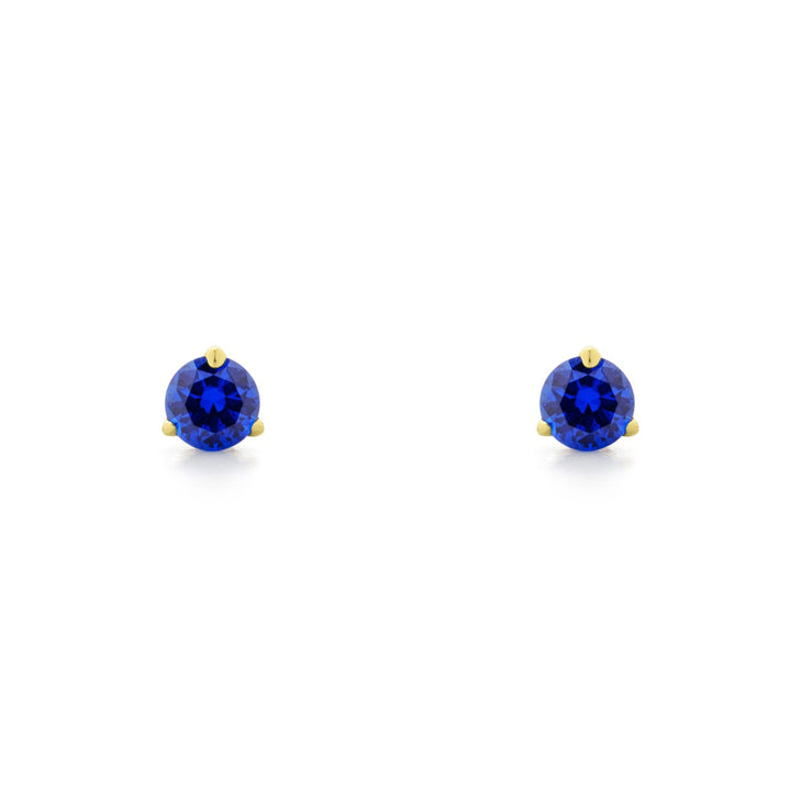 Promise Solitaire Stud 4.5mm - 18K Gold Vermeil + CZ Azure