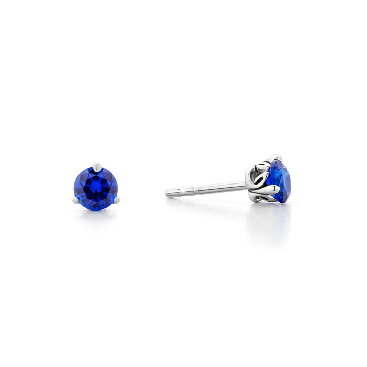 Promise Solitaire Stud 4.5mm - Sterling Silver + CZ Azure