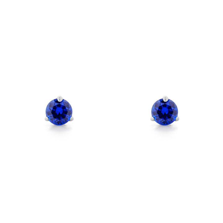 Promise Solitaire Stud 4.5mm - Sterling Silver + CZ Azure