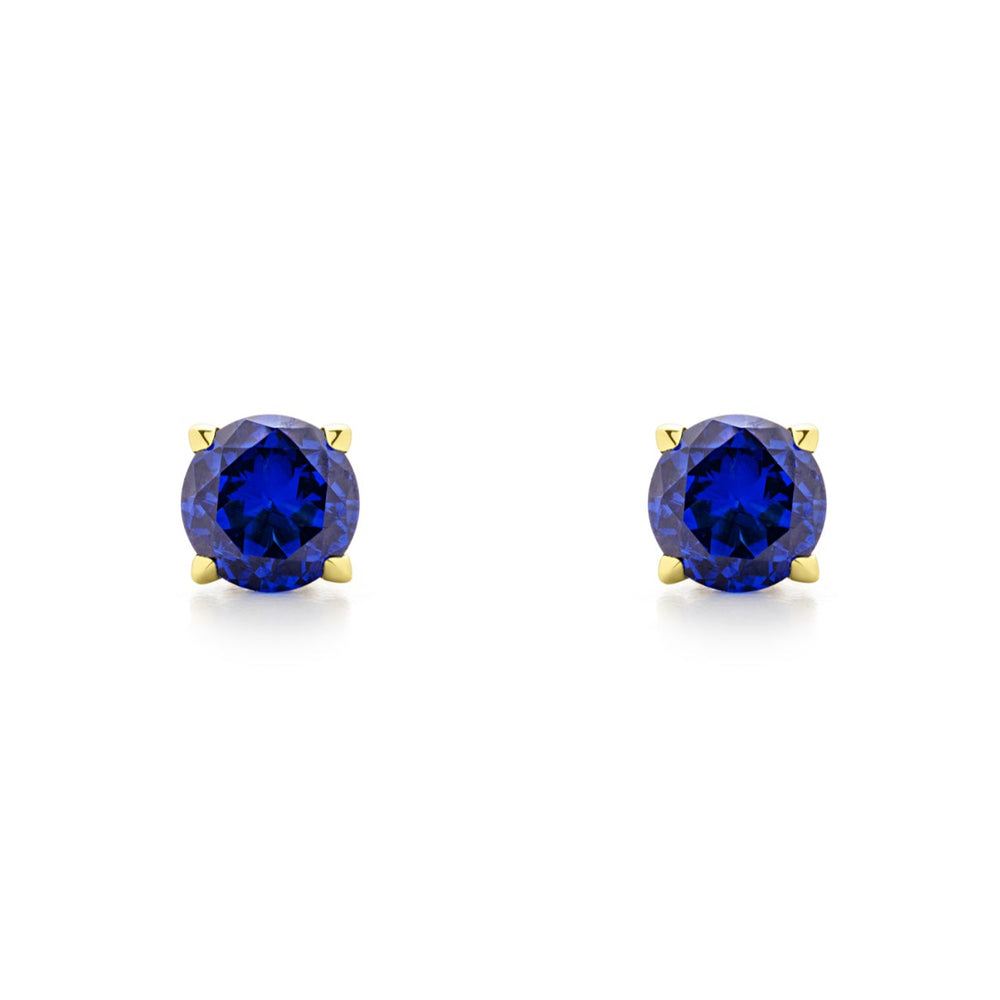 gold vermeil blue faceted stud
