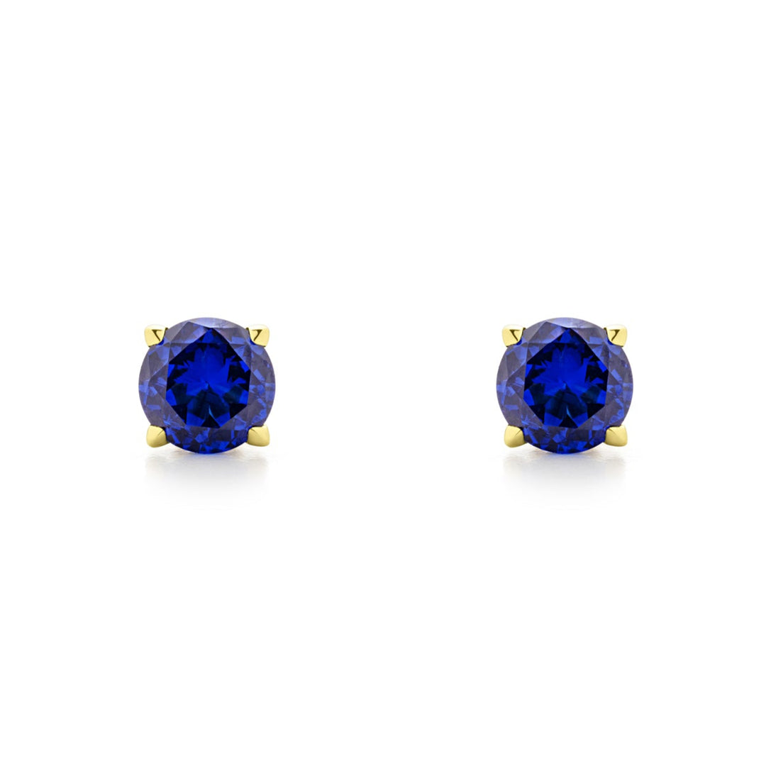 gold vermeil blue faceted stud