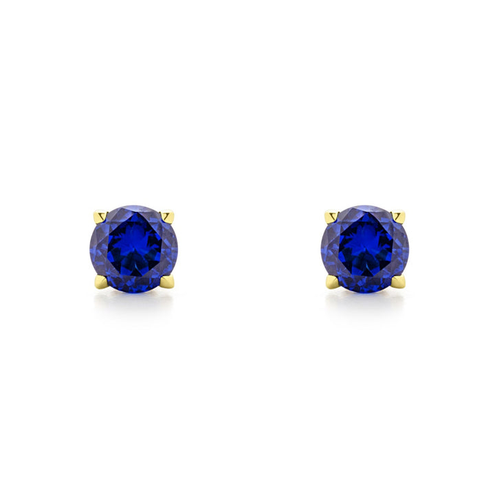 gold vermeil blue faceted stud