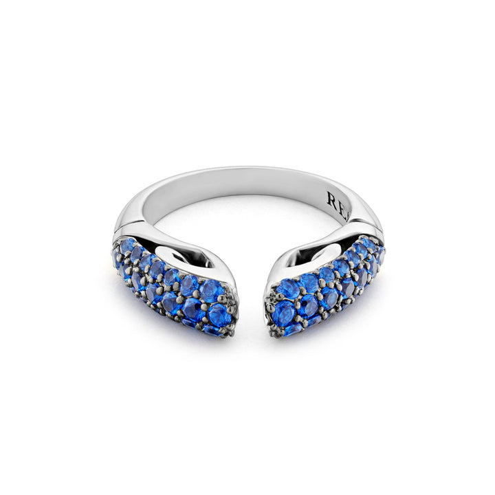 Spirit Pavé Stack Ring 5mm - Sterling Silver + CZ Azure