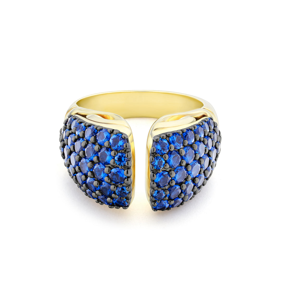 Spirit Pavé Stack Ring 13mm - 18K Gold Vermeil + CZ Azure