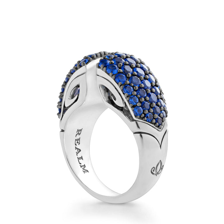 Spirit Pavé Stack Ring 13mm - Sterling Silver + CZ Azure