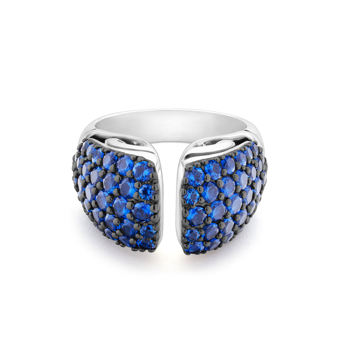 Spirit Pavé Stack Ring 13mm - Sterling Silver + CZ Azure