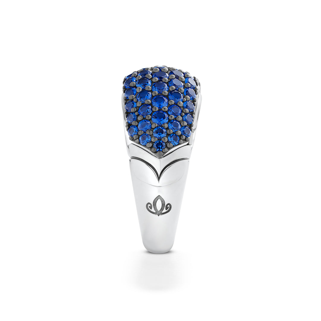 Spirit Pavé Stack Ring 13mm - Sterling Silver + CZ Azure