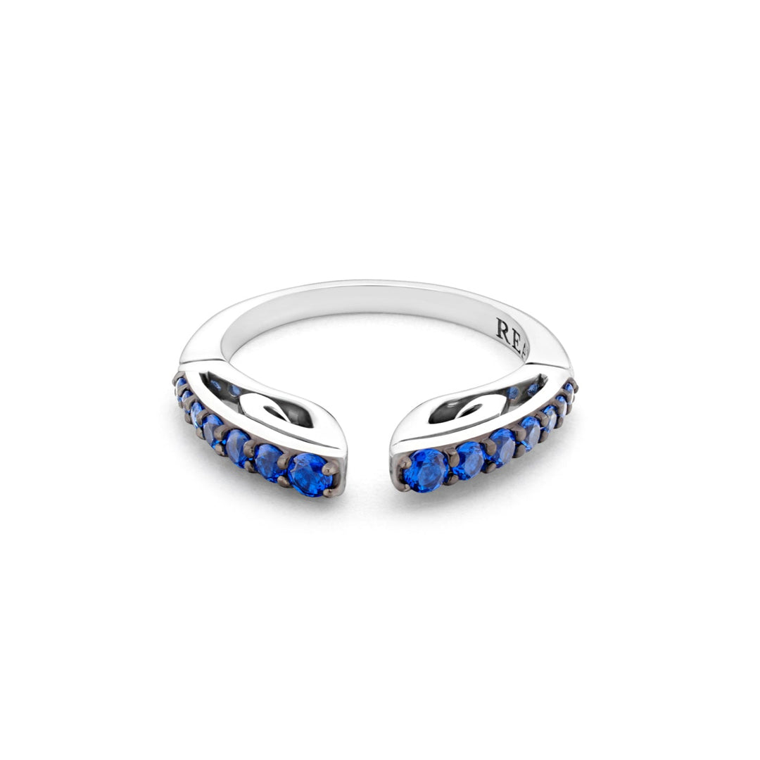 Spirit Pavé Stack Ring 2mm - Sterling Silver + CZ Azure