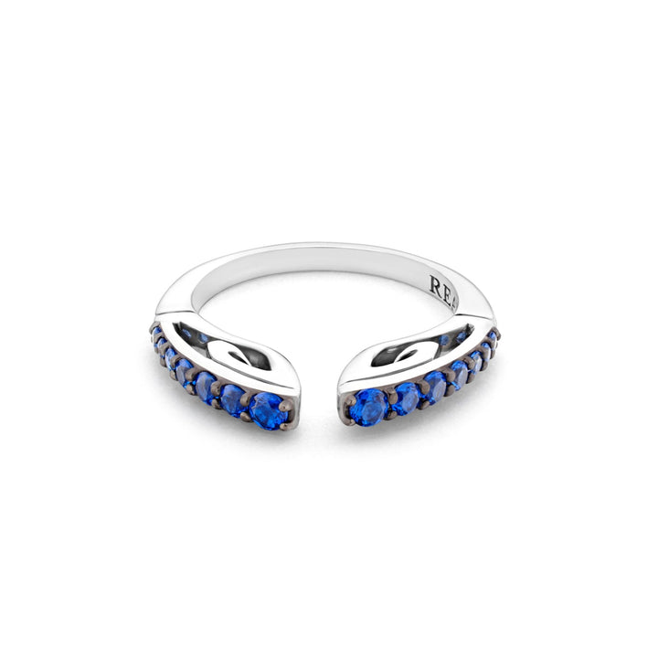 Spirit Pavé Stack Ring 2mm - Sterling Silver + CZ Azure