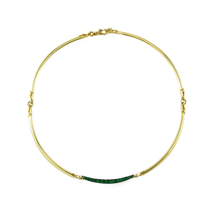 Crescent Pavé Choker - 18K Gold Vermeil + CZ Vert