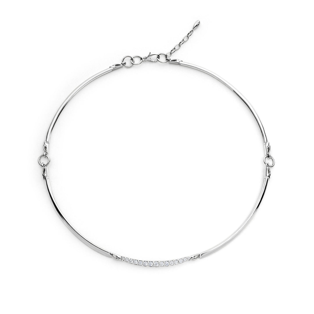 Crescent Pavé Choker - Sterling Silver + CZ Blanc
