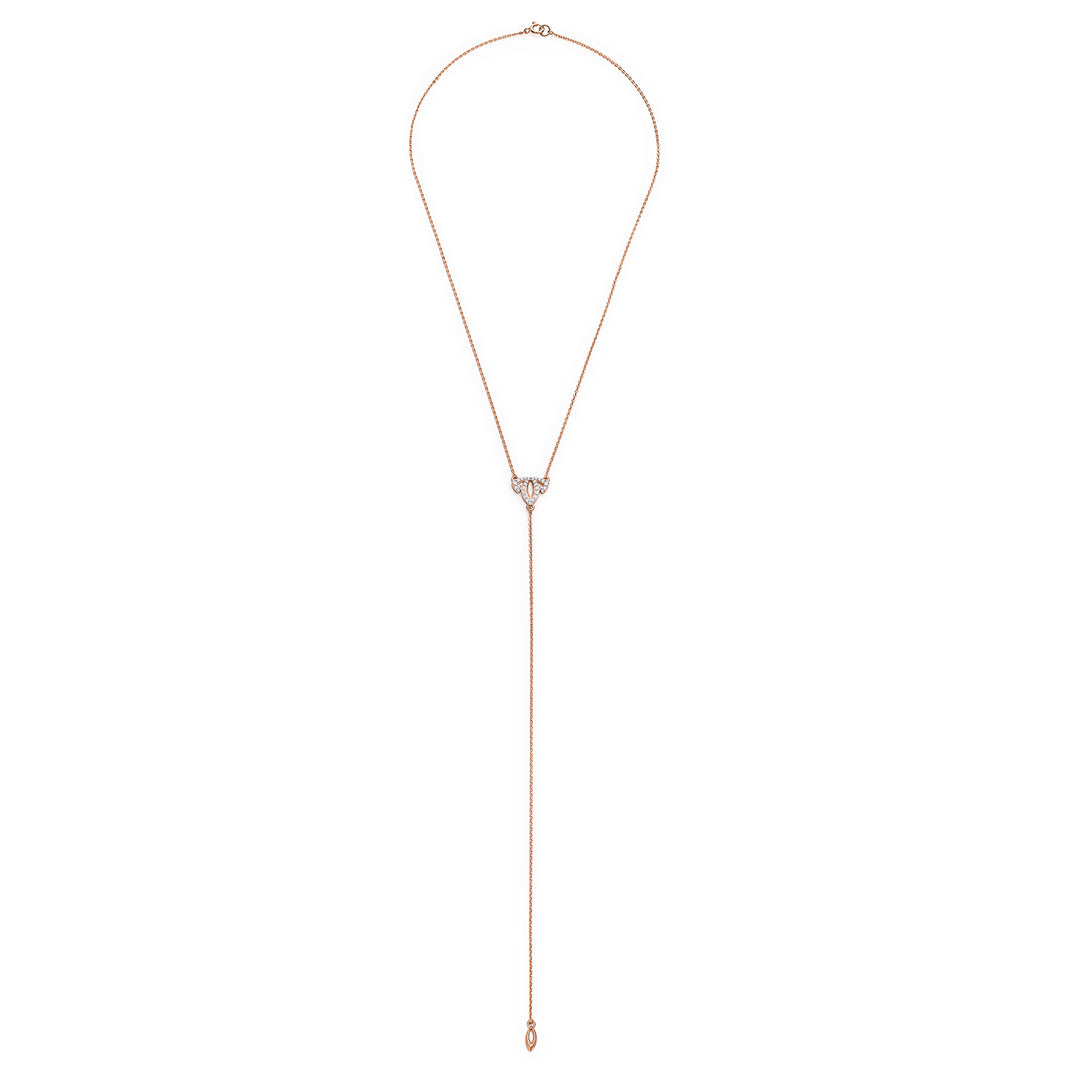 Tiara Pavé Y Necklace - 18K Rose Gold Vermeil + CZ Blanc