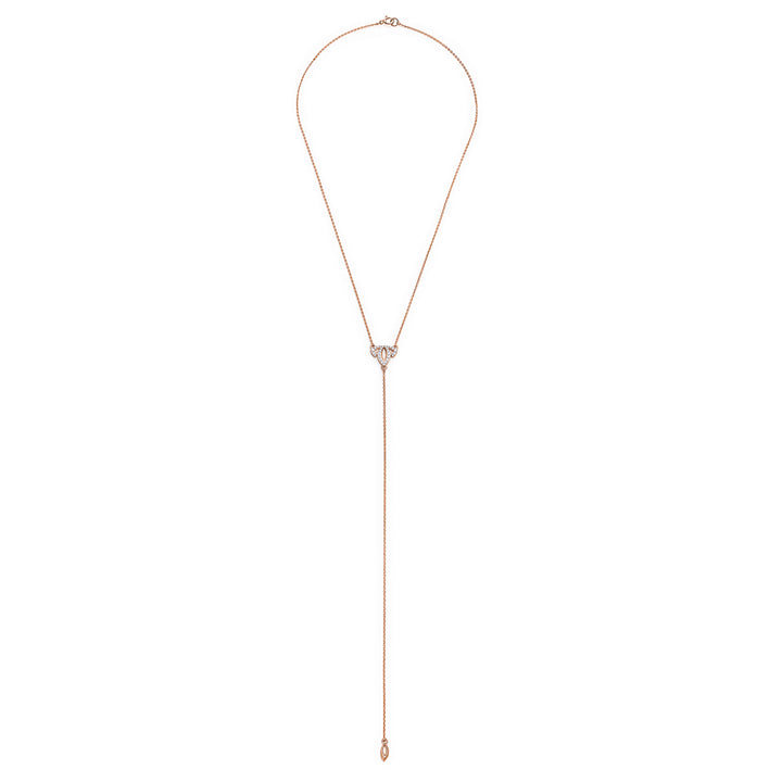 Tiara Pavé Y Necklace - 18K Rose Gold Vermeil + CZ Blanc
