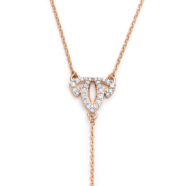 Tiara Pavé Y Necklace - 18K Rose Gold Vermeil + CZ Blanc