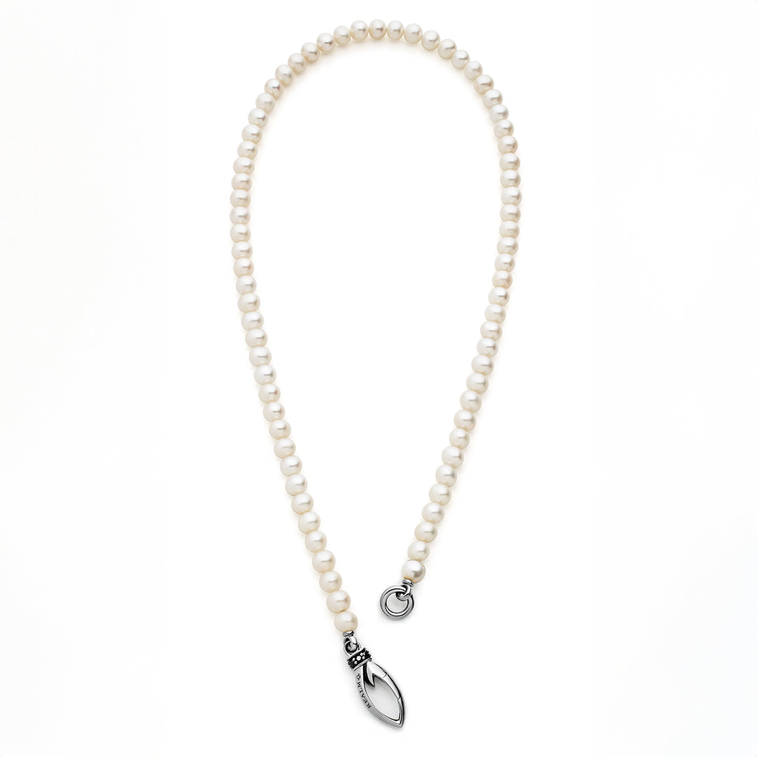 Everyday Pearl Necklace 16" - Black Ruthenium Vermeil + CZ Noir