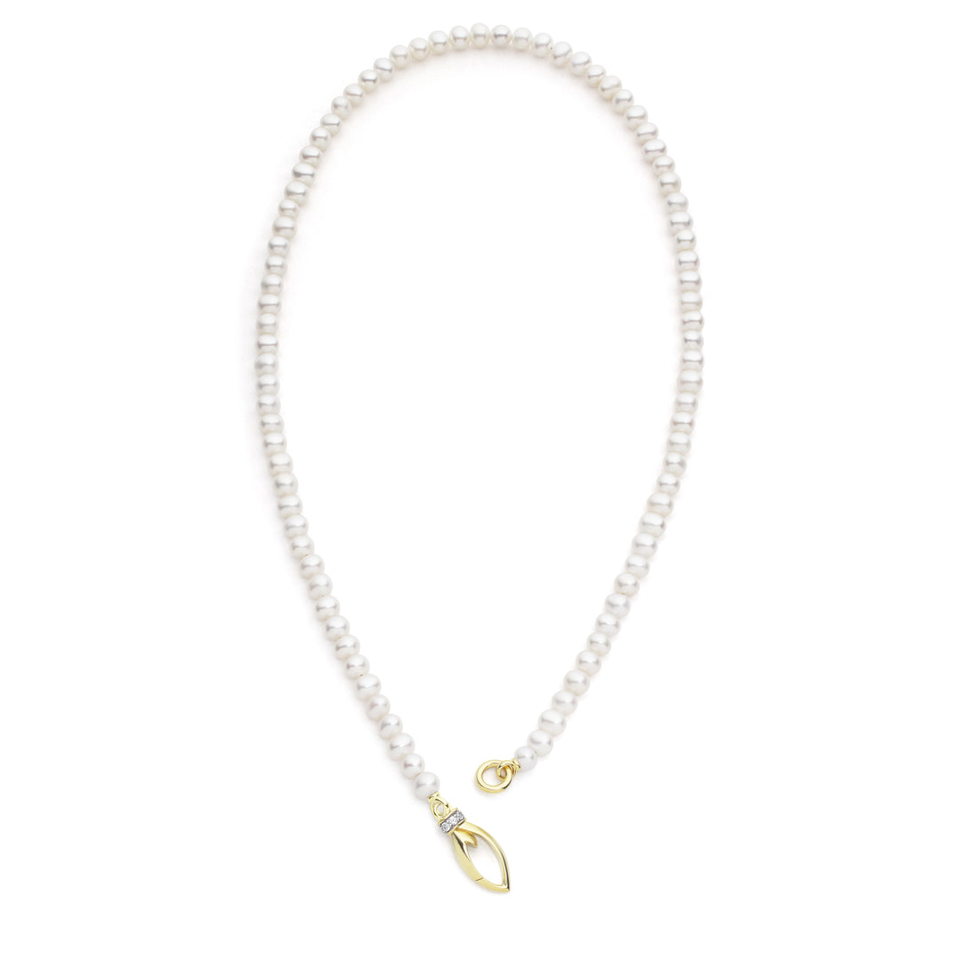 Everyday Pearl Necklace 18" - 18K Gold Vermeil + CZ Blanc