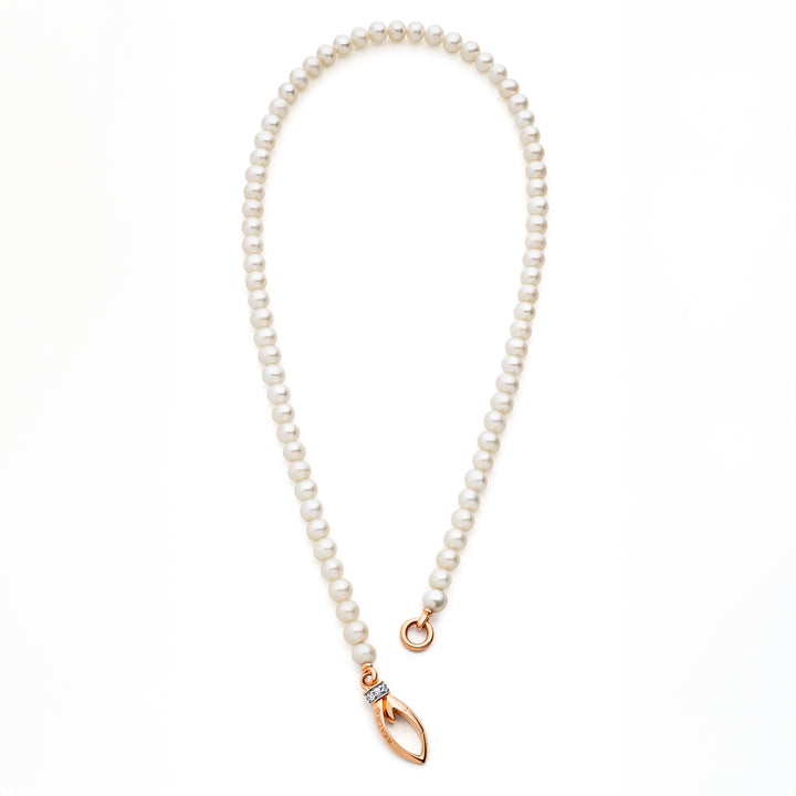 Everyday Pearl Necklace 16" - 18K Rose Gold Vermeil + CZ Blanc