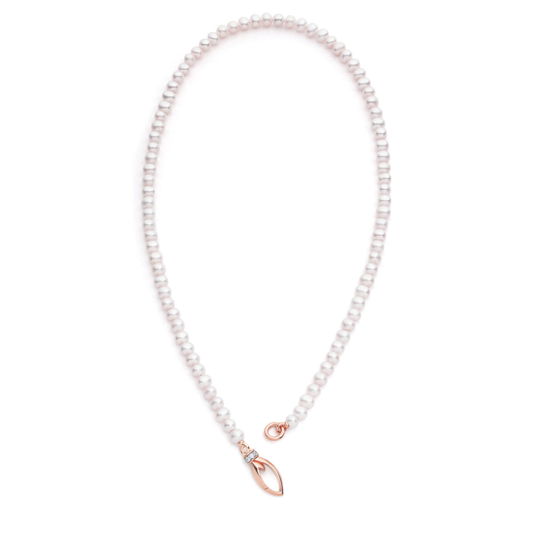 Everyday Pearl Necklace 18" - 18K Rose Gold Vermeil + CZ Blanc