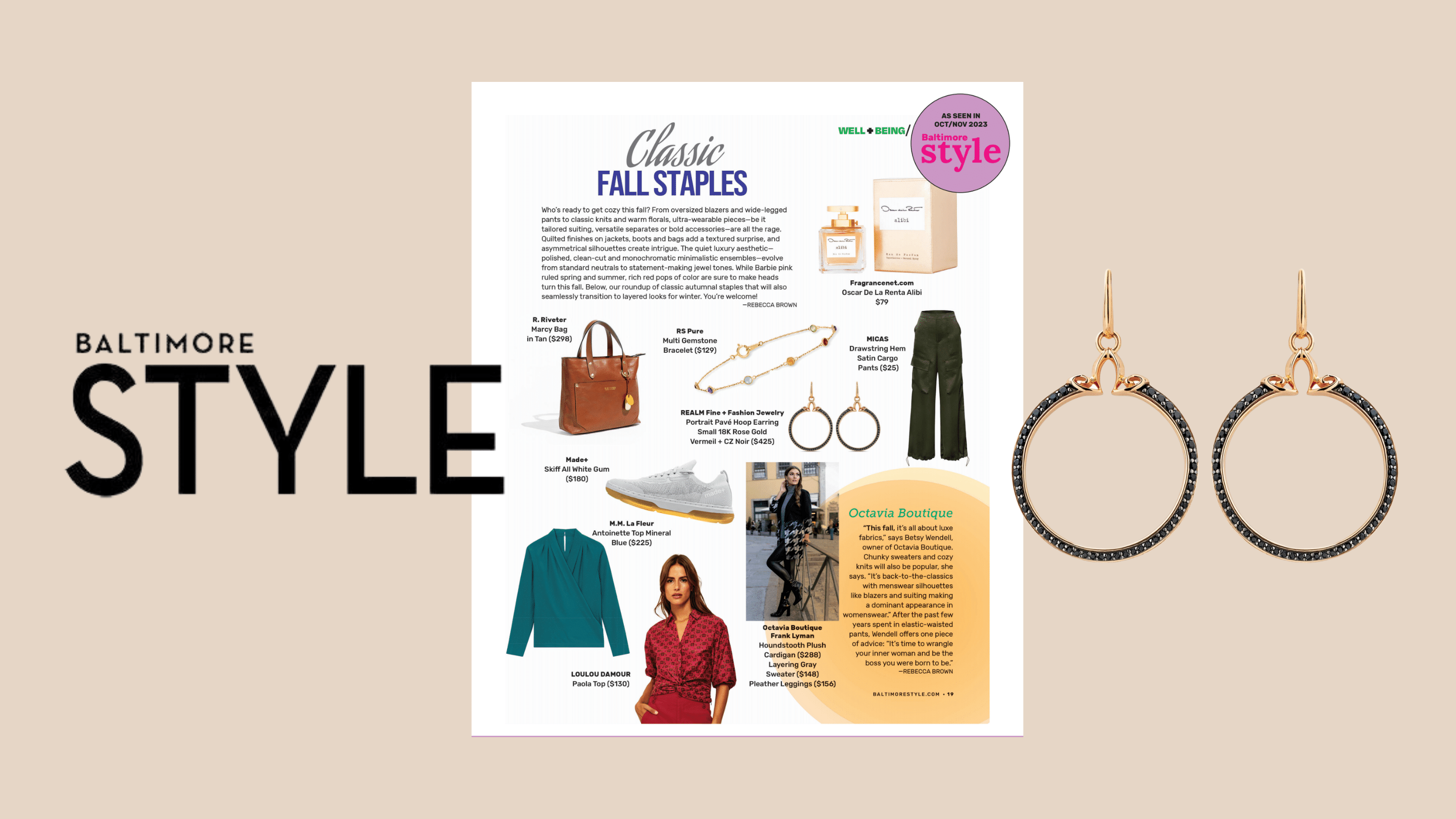 Baltimore Style magazine features REALM Fine + Fashion Jewelry classic fall staples