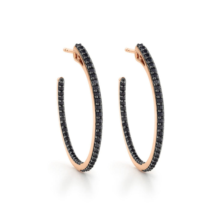 black pave hoop earrings