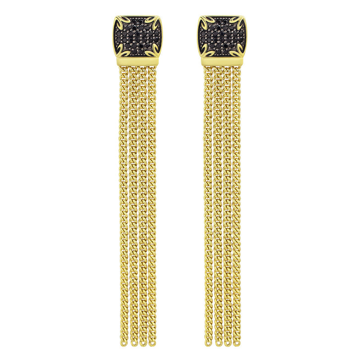 long chain black pave earring