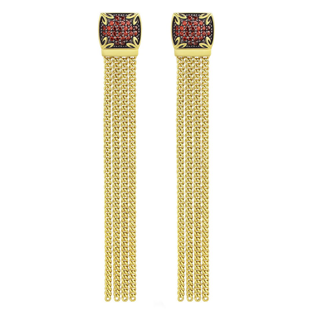 long pave chain earring