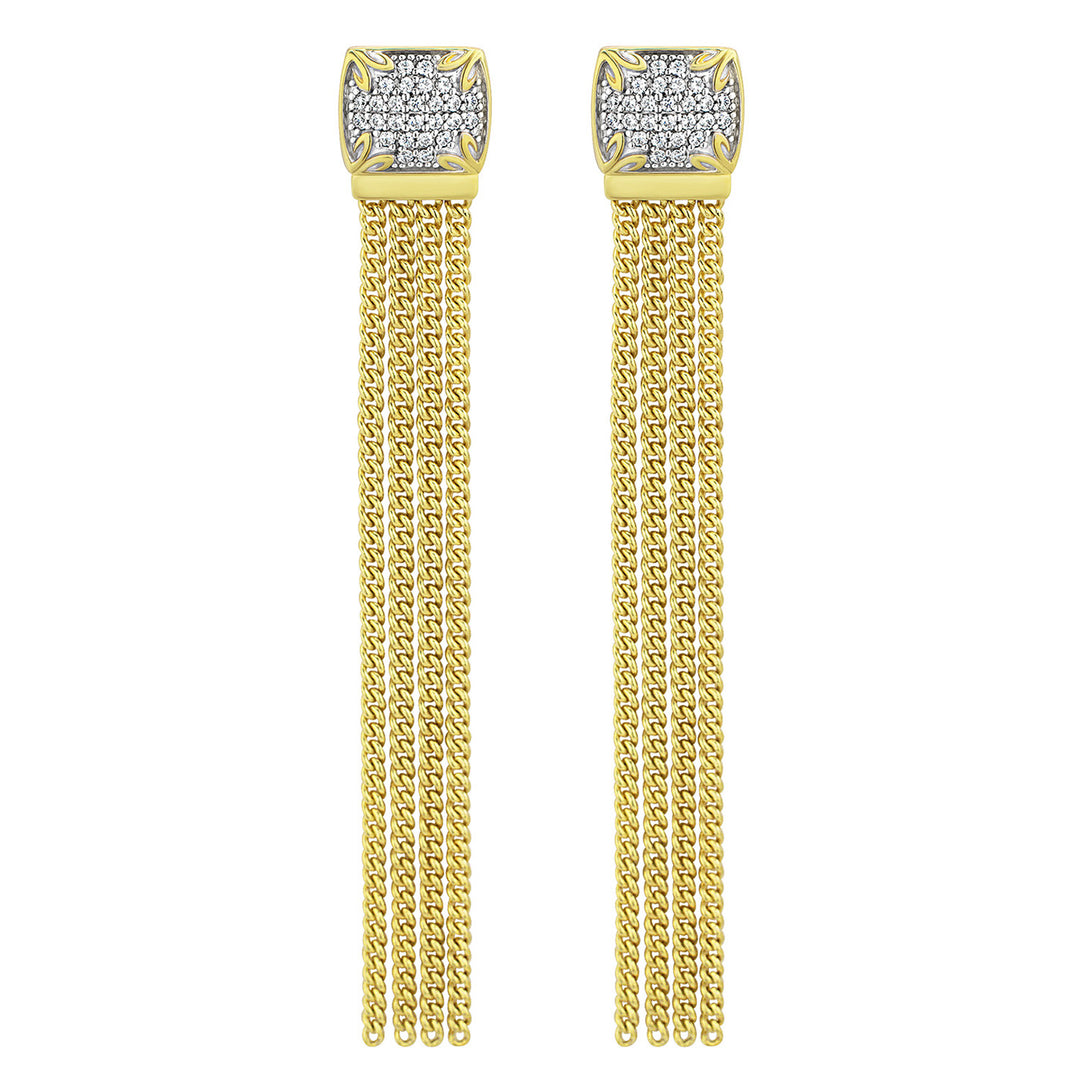 gold long pavé earring
