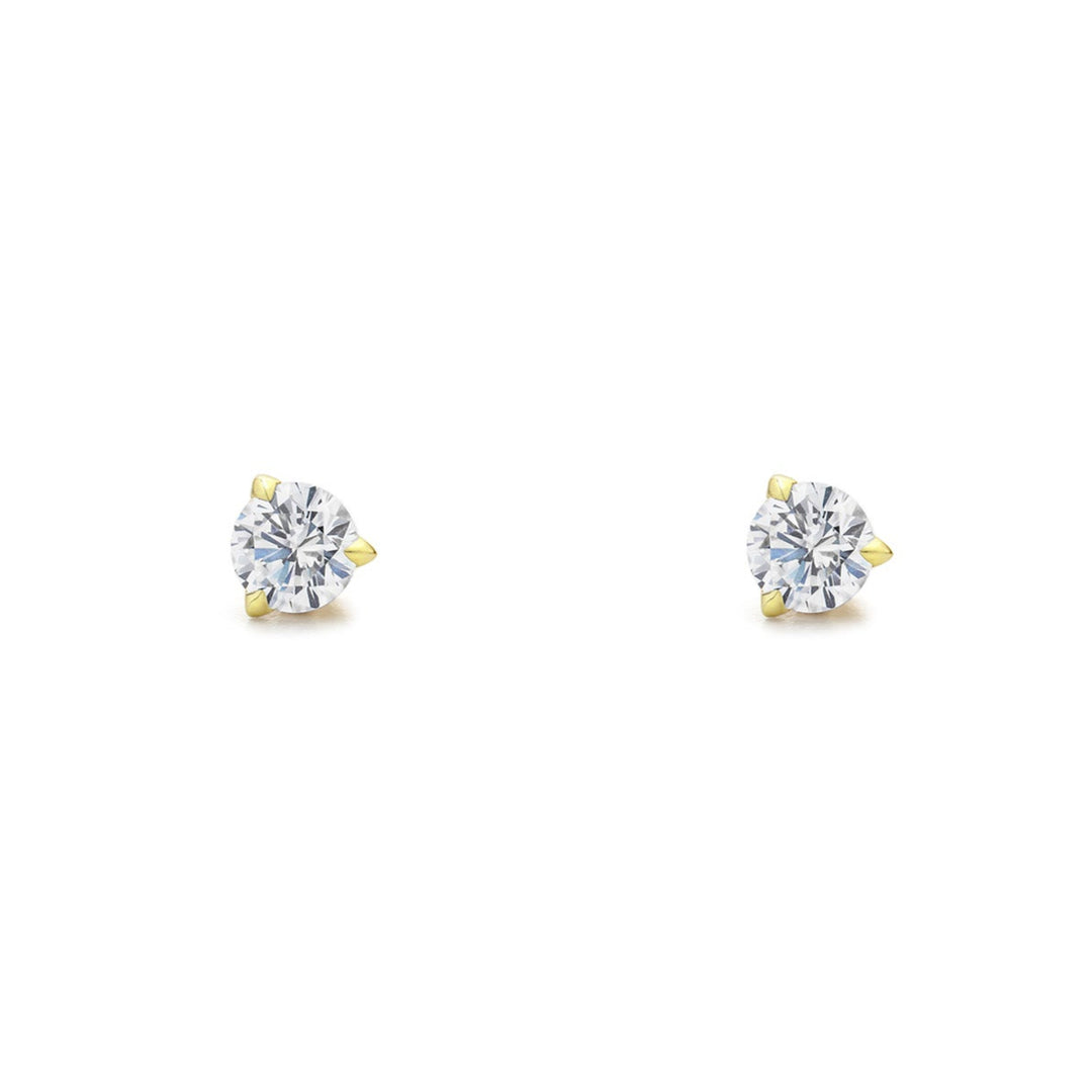 Promise Solitaire Stud 4.5mm - 18K Gold Vermeil + CZ Blanc