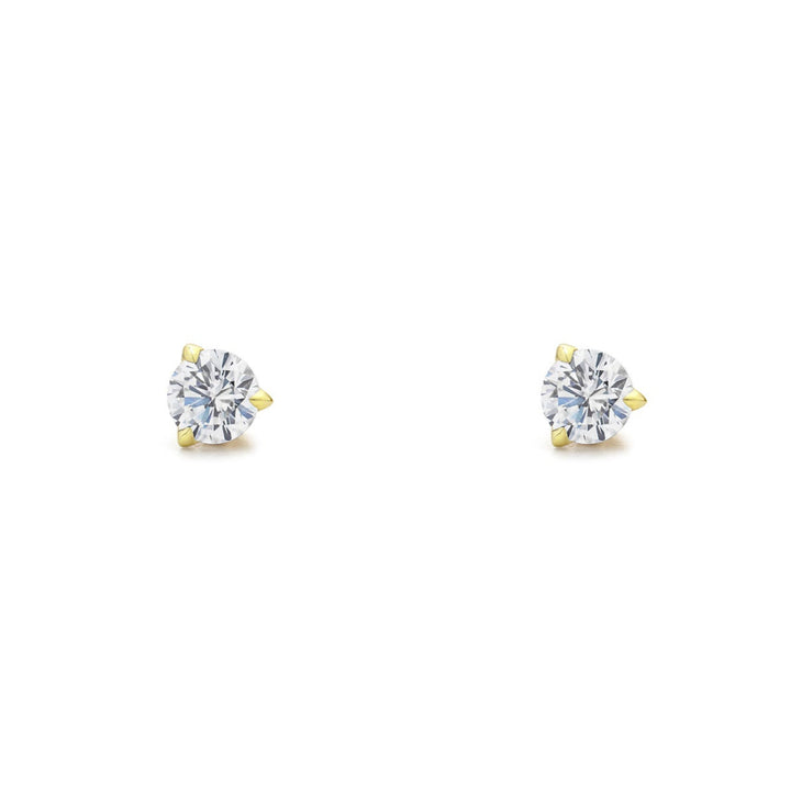 Promise Solitaire Stud 4.5mm - 18K Gold Vermeil + CZ Blanc