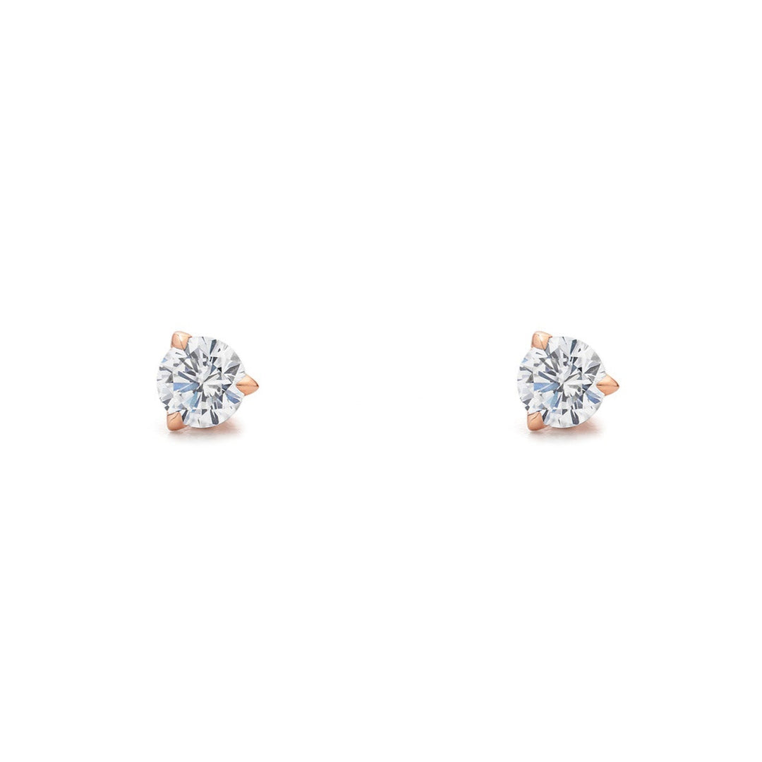 Promise Solitaire Stud 4.5mm - 18K Rose Gold Vermeil + CZ Blanc