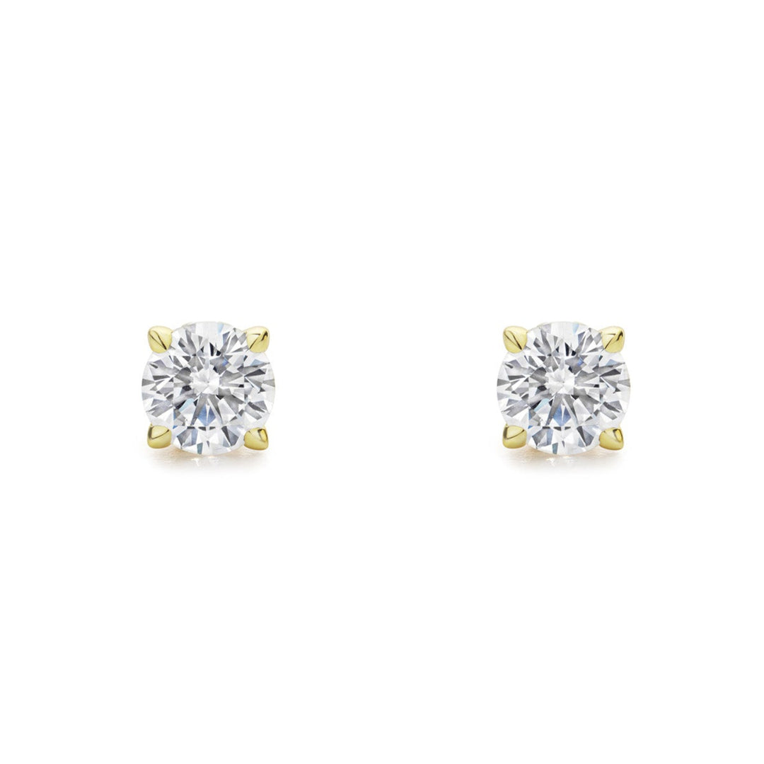 Promise Solitaire Stud 7mm - 18K Gold Vermeil + CZ Blanc