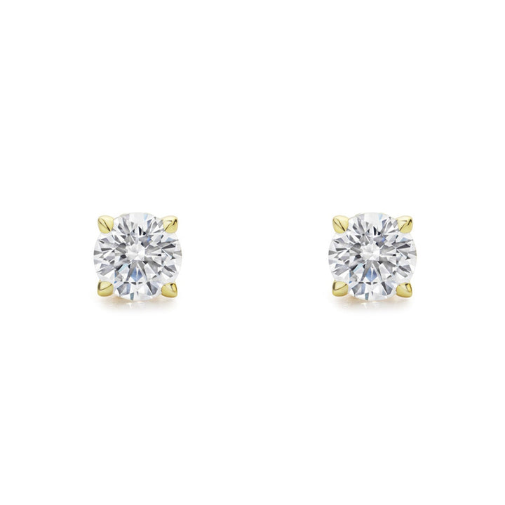 Promise Solitaire Stud 7mm - 18K Gold Vermeil + CZ Blanc