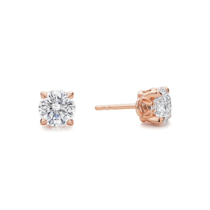 Promise Solitaire Stud 7mm - 18K Rose Gold Vermeil + CZ Blanc