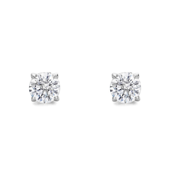 Promise Solitaire Stud 7mm - Sterling Silver + CZ Blanc