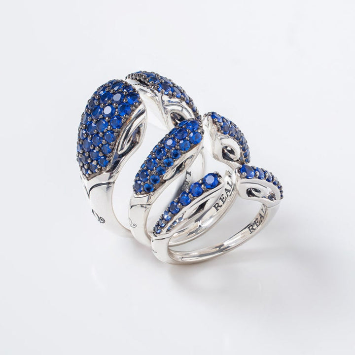 Spirit Pavé Stack Ring 5mm - Sterling Silver + CZ Azure