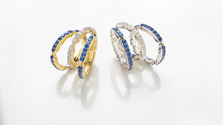 gold and silver blue pave jewelry