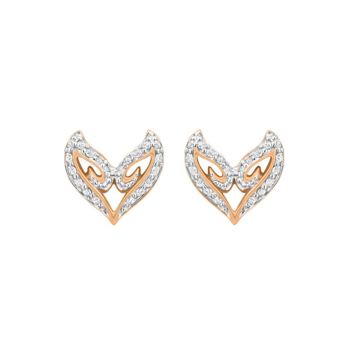 V Pavé Stud Earring - 18K Rose Gold Vermeil + CZ Blanc