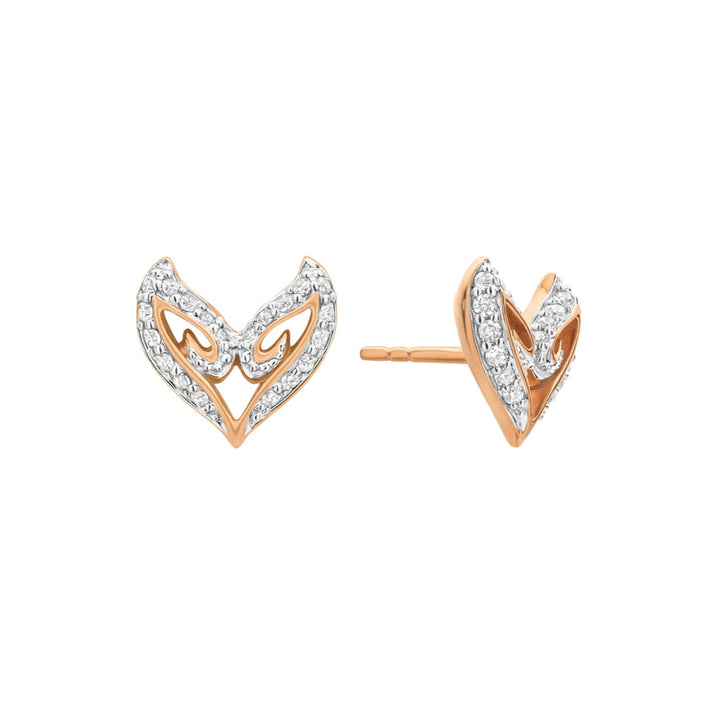 V Pavé Stud Earring - 18K Rose Gold Vermeil + CZ Blanc