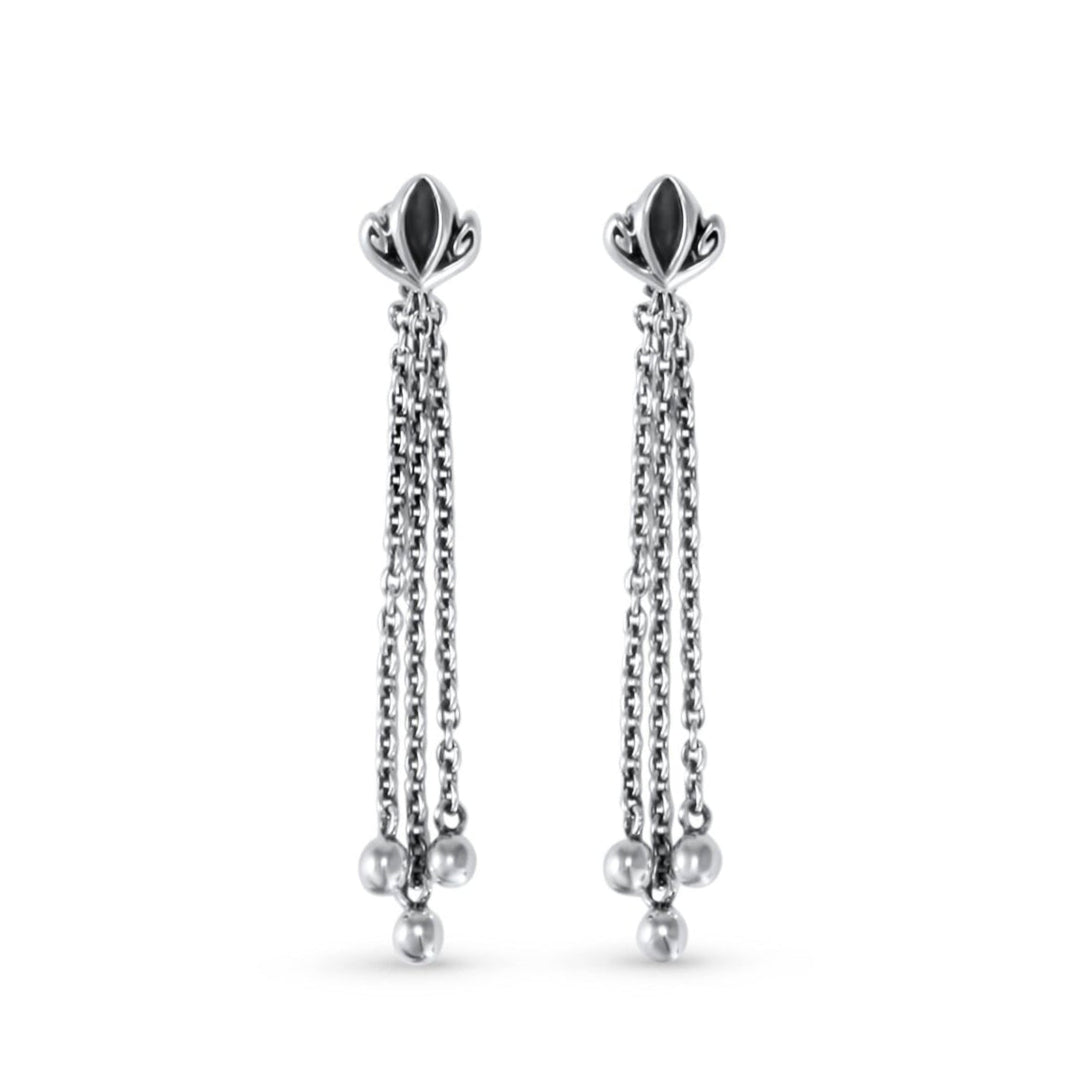 silver tassel earring