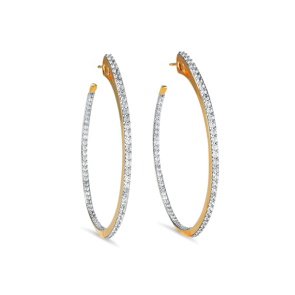 medium rose gold pave hoop earrings